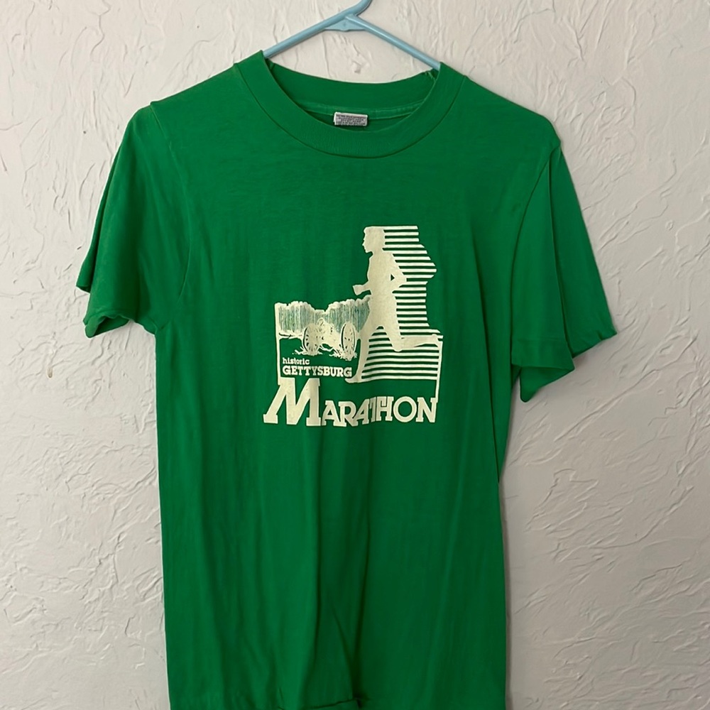 Vintage green race day, T-shirt for the Gettysburg, marathon, size medium